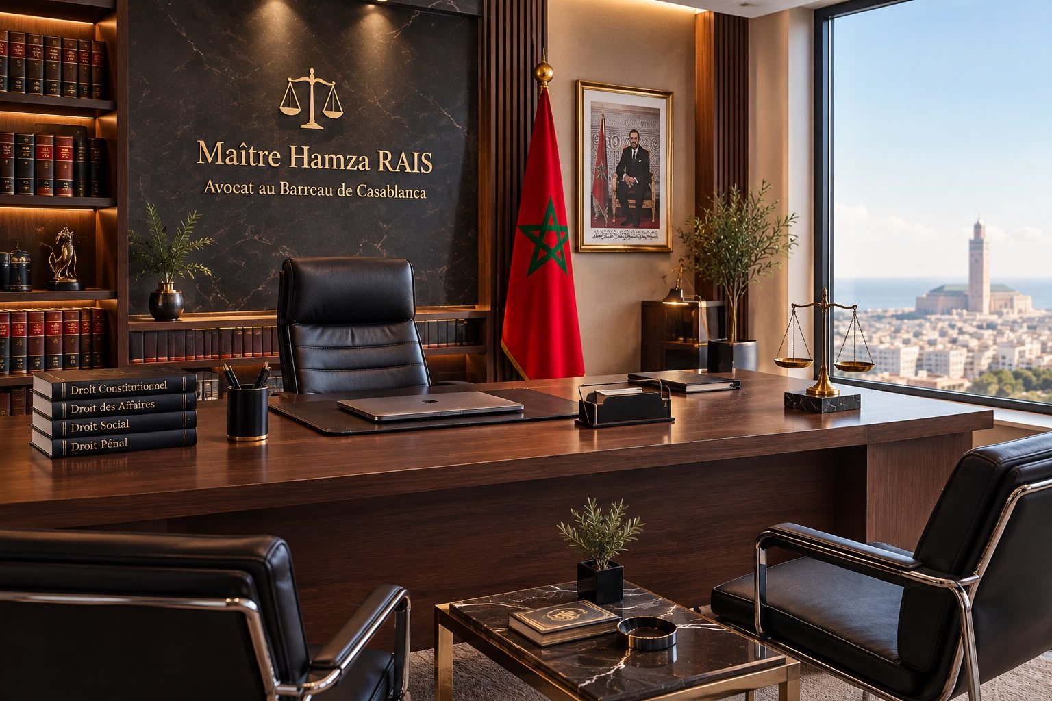 Le bureau de Maître Hamza RAIS au cabinet RAIS LAW FIRM